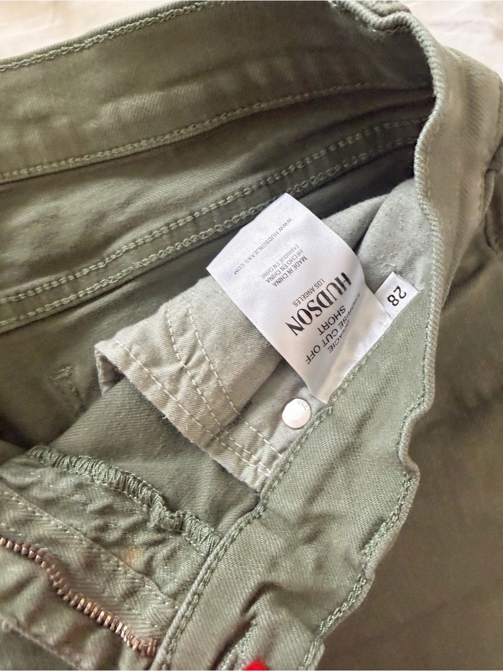 Hudson Jeans Olive Green Cutoff Denim Shorts - Picture 2 of 3